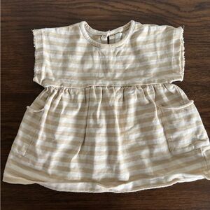 Striped Cream and Tan Baby Dress Kid Wild